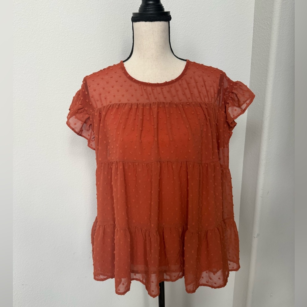 Entro Orange Ruffle Blouse
